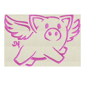Flying Pig - when pigs fly swine - Embroidery Design Embroidery DESIGN FILE  - Instant download 2 sizes - Hus Dst Jef Pes Exp Vp3 formats