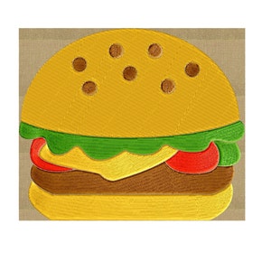 Hamburger Cheeseburger Burger Design - Apron Grill - Father&#39;s Day - EMBROIDERY DESIGN FILE - Instant download - Dst Hus Jef Pes Exp formats