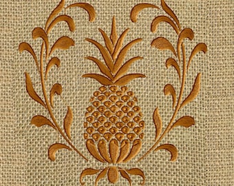 Pineapple Wreath Design - Welcome - Valentines day Heart and home EMBROIDERY DESIGN FILE Instant download - Xxx Vp3 Dst Hus Jef Pes Exp