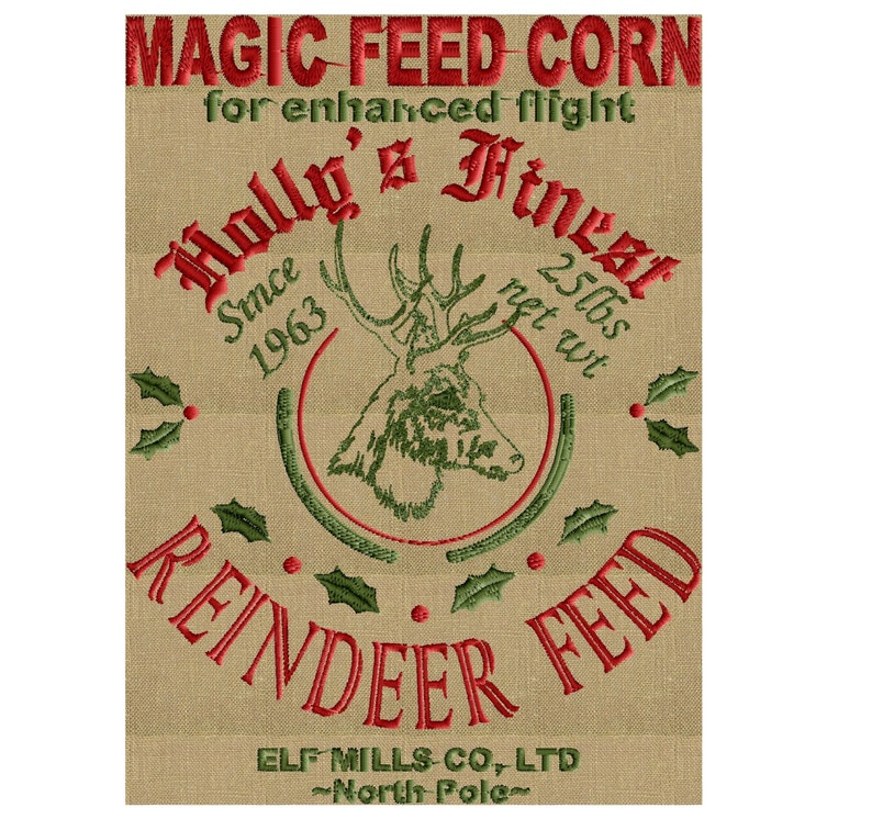 REINDEER Feed Sack Christmas EMBROIDERY DESIGN File - Etsy