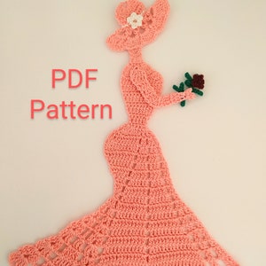 crochet Crinoline Lady Doily Pattern PDF Mother's day gift Lady applique pattern Victorian Themed Ladies Diy craft instant Download