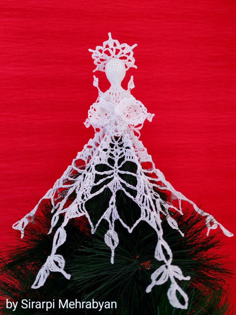 Christmas Tree Topper Crochet Angel Topper White Crochet Angel Etsy