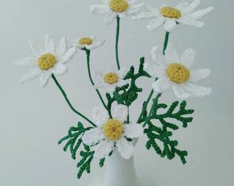 crochet daisy bouquet chamomile Mother day gift Wedding bouquet Mom Gift ideas Photography props Home decor Table flower