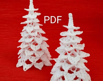 Christmas tree Pattern PDF Instant Digital Download Crochet Christmas gift white crochet little trees Holiday decor