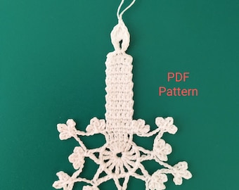 Christmas crochet candle Pattern PDF Baptism gift Christmas ornament New Year gift Crochet lace ornament home decoration