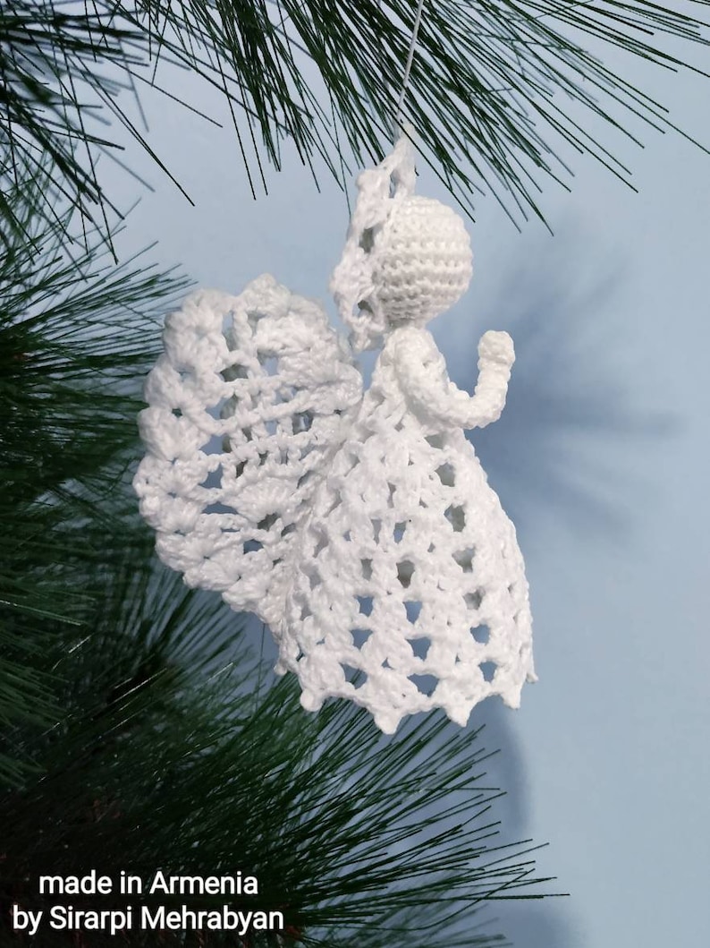 Crochet Angel Pattern PDF DIY Craft Christmas gift Baptism gift Wedding gift Religious gift Home decoration Tree ornament Mother day gift image 3