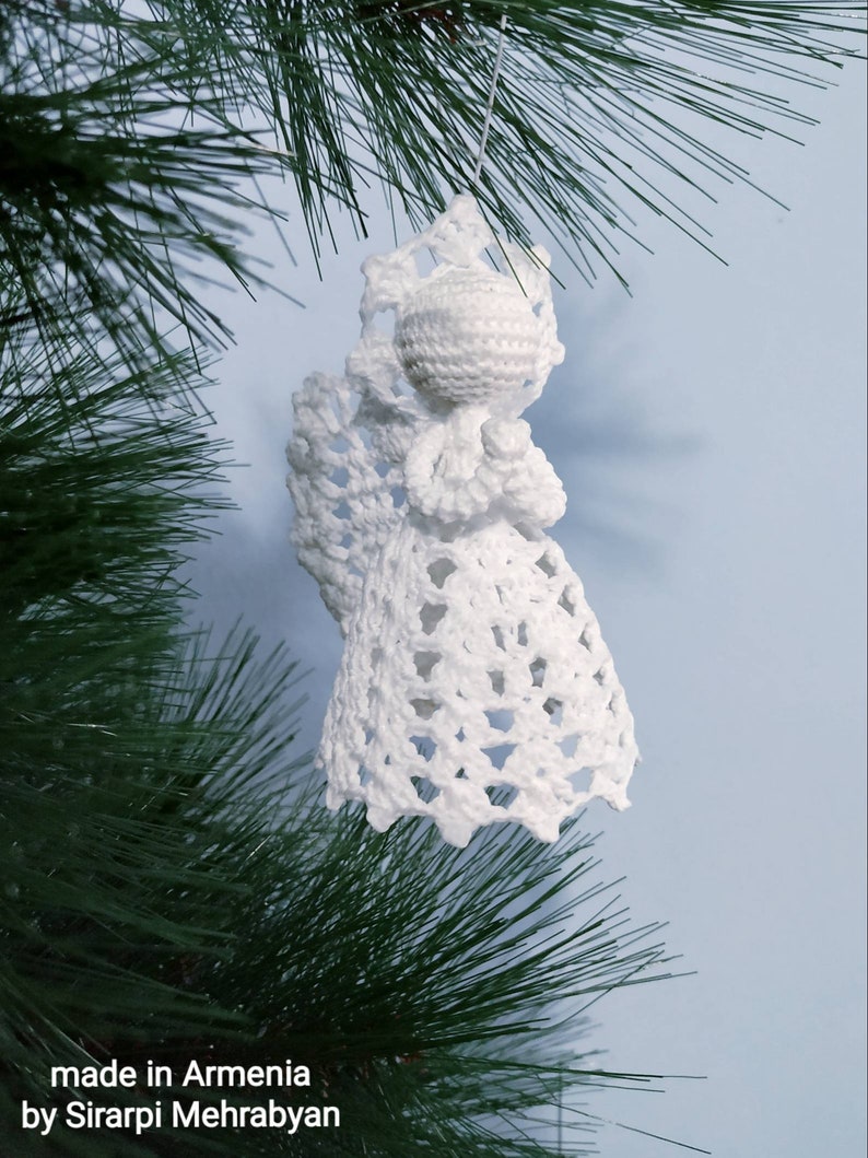 Crochet Angel Pattern PDF DIY Craft Christmas gift Baptism gift Wedding gift Religious gift Home decoration Tree ornament Mother day gift image 5
