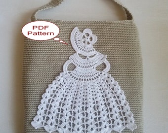 Crochet Pattern PDF Crochet bag with the Crinoline lady doily Diy craft instant Download