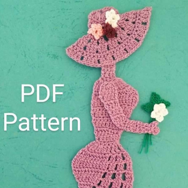 Crinoline Lady crochet Doily Pattern PDF Mother's day gift Lady applique pattern Victorian Themed Ladies Diy craft instant Download