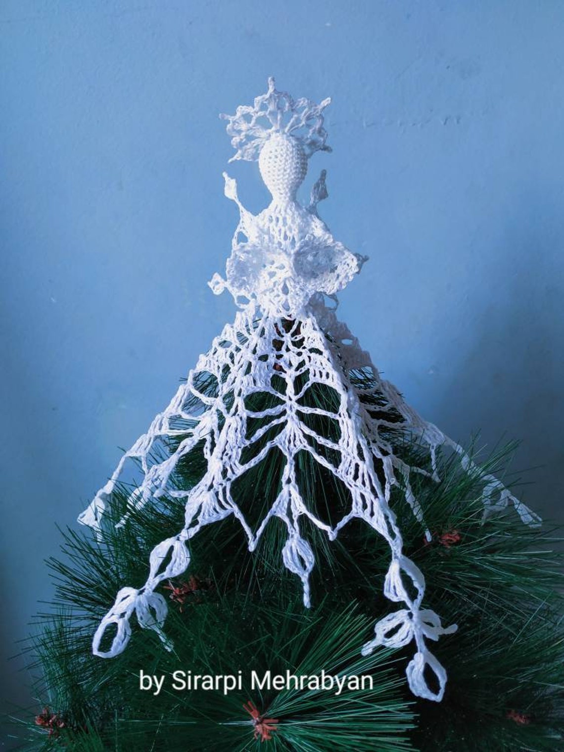 Christmas Tree Topper Crochet Angel Topper White Crochet Angel Etsy