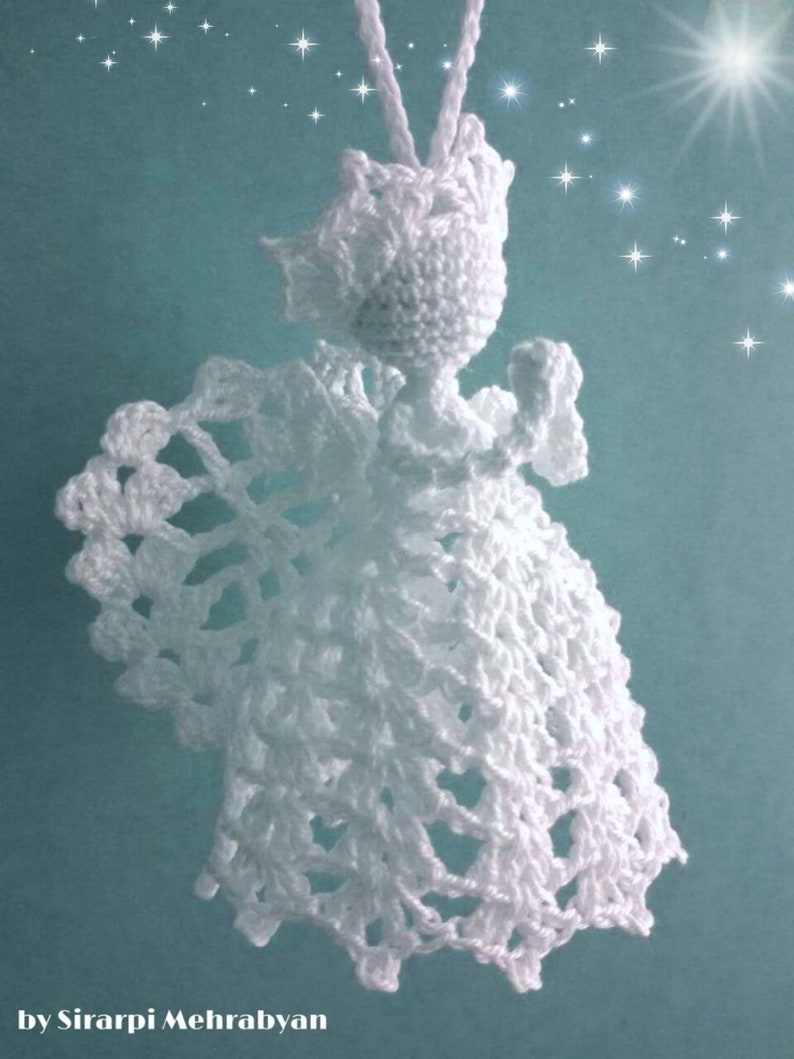 Crochet Angel Pattern PDF DIY Craft Christmas gift Baptism gift Wedding gift Religious gift Home decoration Tree ornament Mother day gift image 2