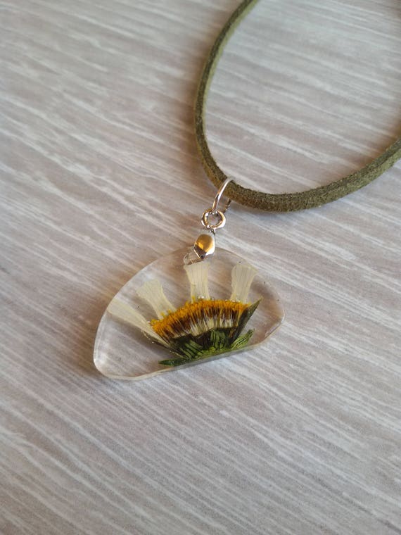 Flower pendant ECO epoxy resin necklace Dried Flower pendant Etsy
