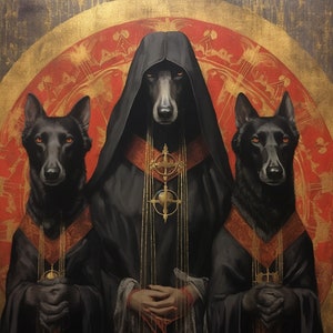 Hecate, Hekate - Goddess of the Moon, Witches, Crossroads and Sorcery, three hounds, golden digital download