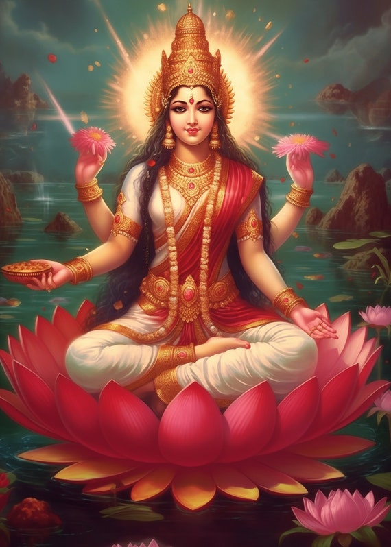 Lakshmi Hindu Goddess of Wealth, Fortune, and Beauty Digital Download -  Etsy Israel
