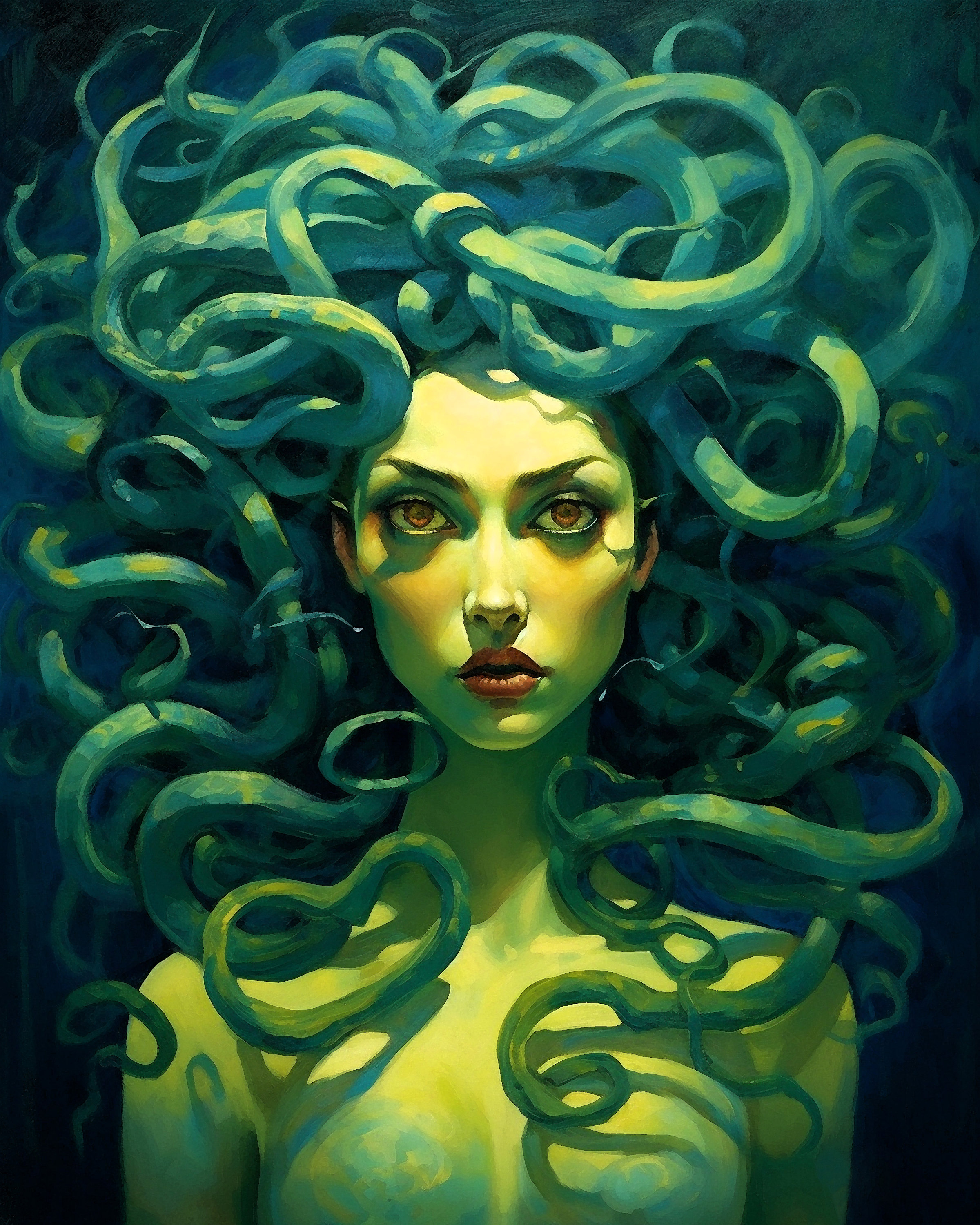 My take on Medusa, the Libyan snake-haired Gorgon from Greek mythology :  r/SnakeHair