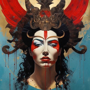 Lilith - Dark Goddess of Woman, Demon, First Woman, Red Goddess, horned goddess digital download