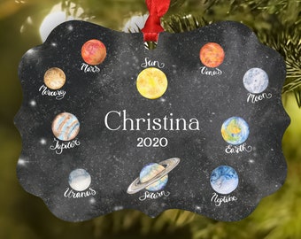 Beveled Edge mountain view Family Christmas Ornament Landscape Orientation Double Sided Aluminum Custom Printed