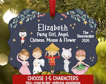 Select up to 5 Roles - Nutcracker Christmas Ornament Personalized 2025 Custom Holiday Decor Gift Boy Girl Ballerina Ballet > Tree