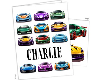 Race Car Cars Transportation Personalized Folder 2 Pocket Back School Supplies Custom Office Birthday Gift Holiday Girl Boy Kids Christmas