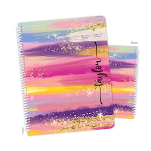 Rainbow Pastel Personalized Notebook Sketchbook • Custom Birthday Gift Back to School Supplies Holiday Christmas Girl Boy Kids