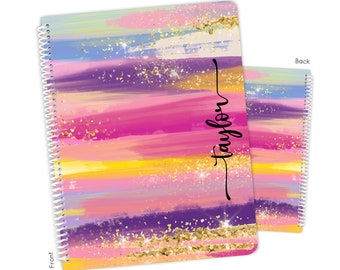 Rainbow Pastel Personalized Notebook Sketchbook • Custom Birthday Gift Back to School Supplies Holiday Christmas Girl Boy Kids