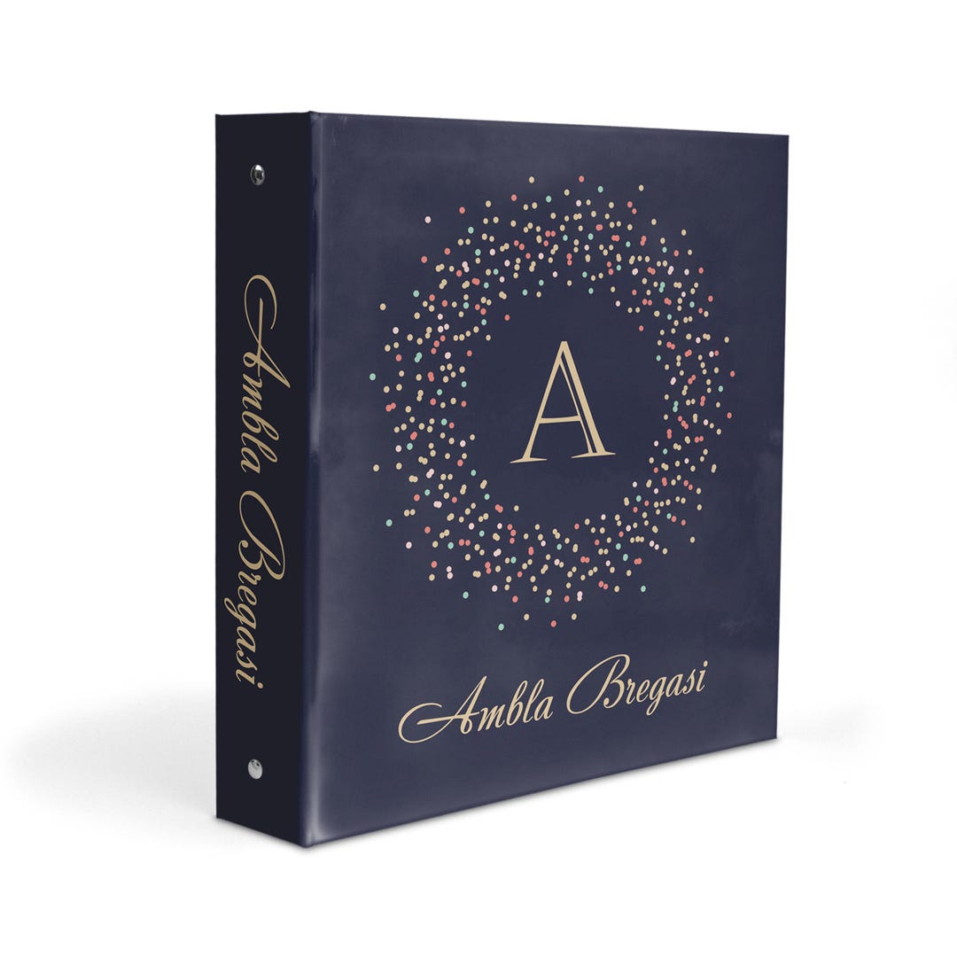Initial Monogram Name Dots Wreath 3 Ring Binder 2