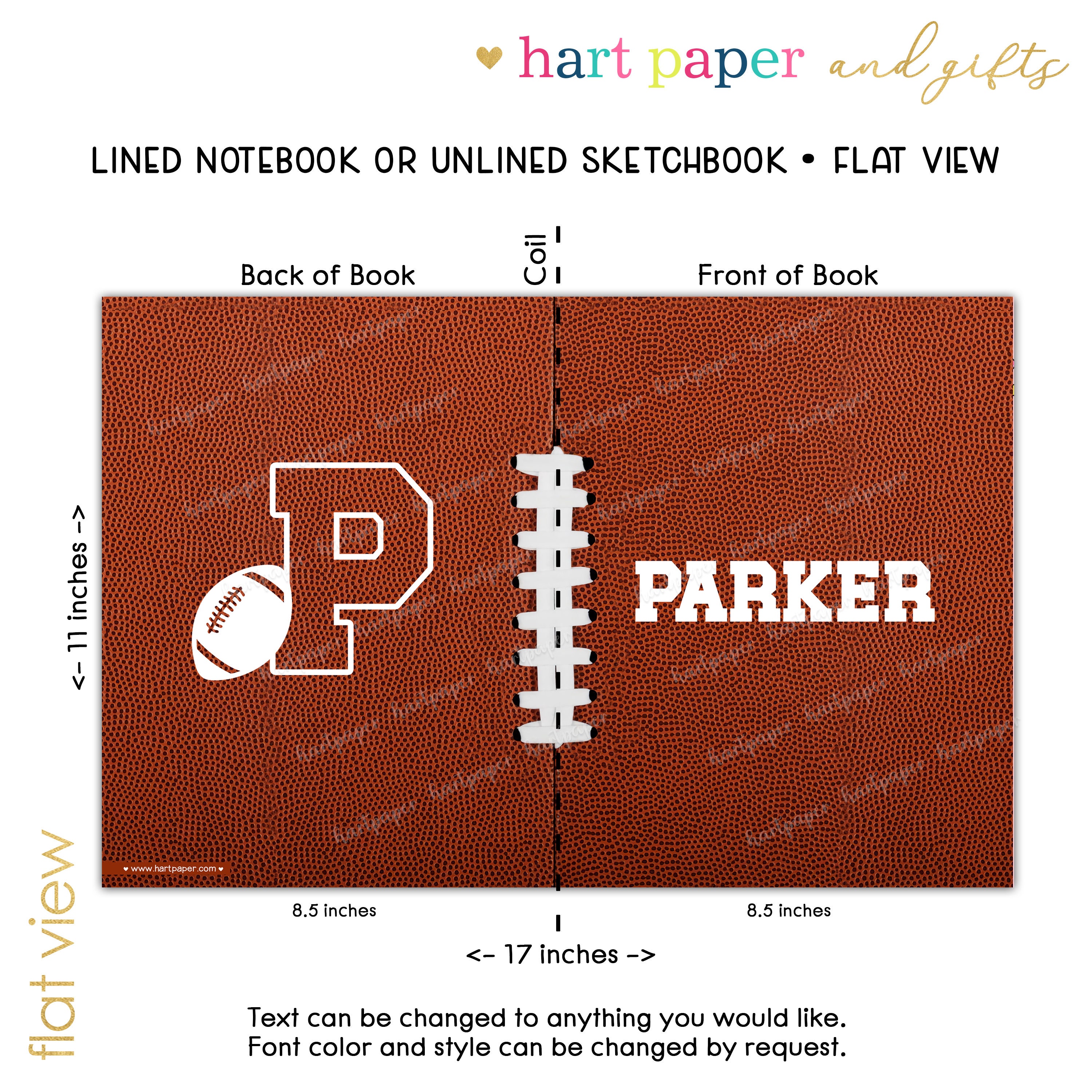 Football Sports ANY COLORS Personalized Notebook Sketchbook Custom ...