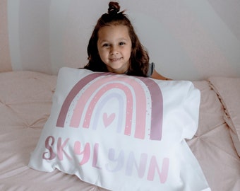 Personalized Purples Boho Modern Rainbow Pillowcase Custom Pillow Case Cover 20x30 Toddler 13x18 Birthday Gift Kids Children Girl Boy >