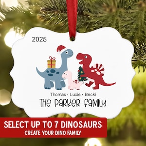 YOUR Family Dinosaur Christmas Ornament Personalized 2025 Custom Holiday Decor Gift Boy Mom Dad Girl Dino  T Rex Keepsake > Tree