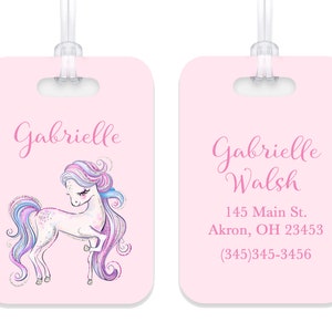 Horse Pony Personalized Luggage Bag Tag Plastic Aluminum  Custom Travel Birthday Girl Boy Gift Back to School  Christmas Holiday