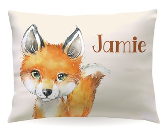 Personalized Fox Pillowcase • Custom Pillow Case Cover 20x30 Toddler 13x18 • Birthday Gift Kids Children Girl Boy Holiday Christmas