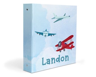 Airplane Plane Sky 3 Ring Binder 2" Personalized Custom Gift Back to School Supplies Birthday Girl Boy Kids Adult  Holiday Christmas Home