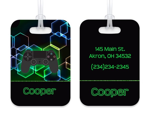 Video Game Gamer Personalized Luggage Bag Tag Plastic Aluminum 