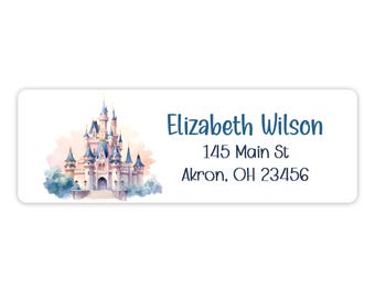 Castle Fairytale Rainbow Return Address Labels Personalized Custom Favor Self Adhesive Sticker • Birthday Baby Shower Stationery Invitation