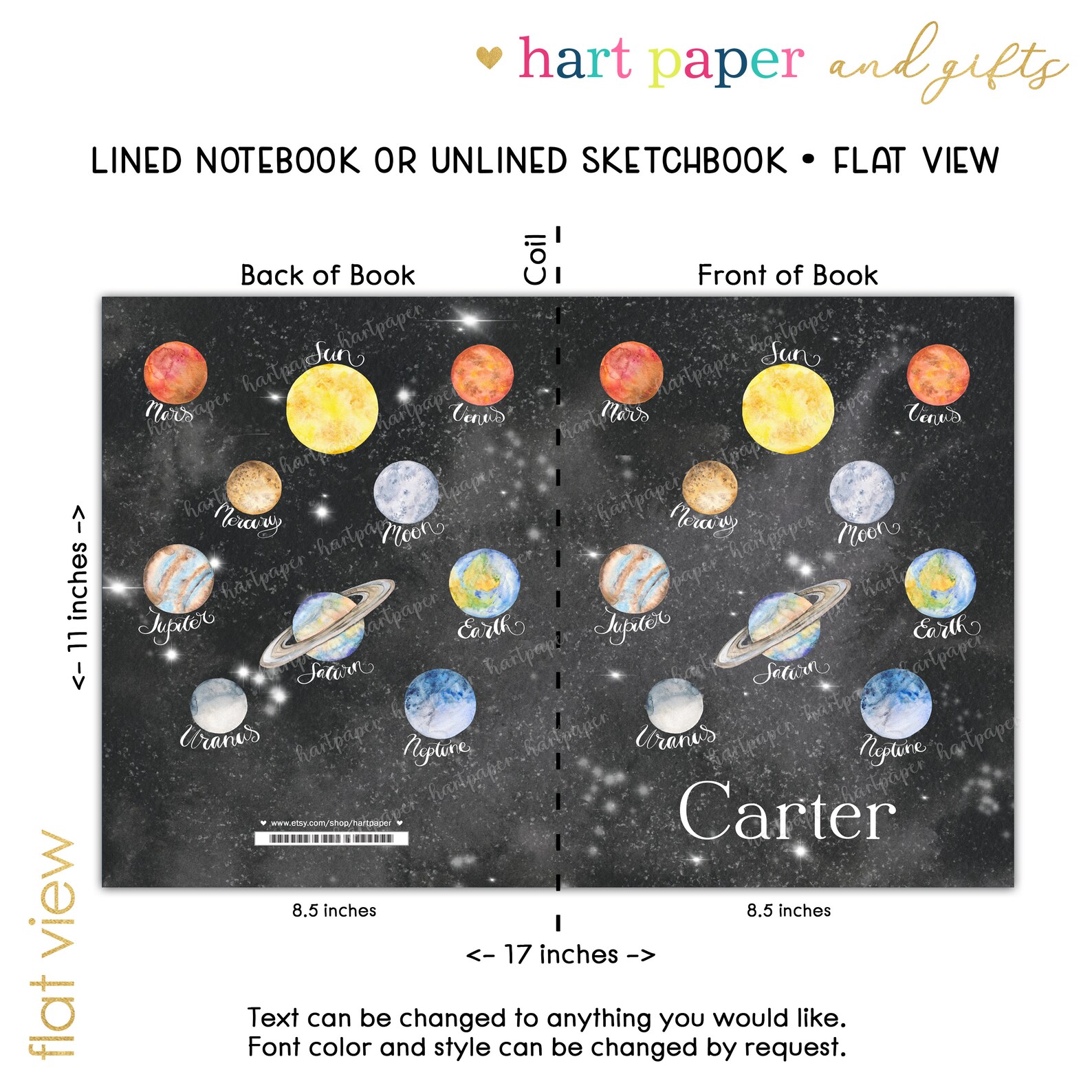 Space System Notebook Outer Space Planets Solar System Personalized Notebook Sketchbook ...