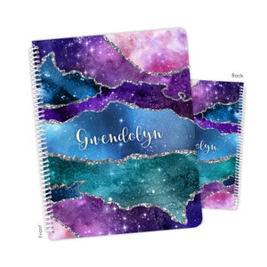 Galaxy Space Personalized Notebook Sketchbook • Custom Birthday Gift Back to School Supplies Holiday Christmas Girl Boy Kids