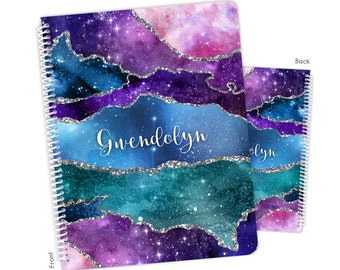 Galaxy Space Personalized Notebook Sketchbook • Custom Birthday Gift Back to School Supplies Holiday Christmas Girl Boy Kids