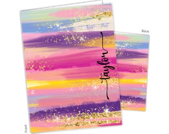 Rainbow Personalized Folder 2 Pocket • Back to School Supplies Custom Office • Birthday Gift Holiday Girl Boy Kids Christmas Teacher Wedding