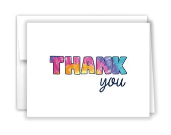 Rainbow Tie Dye Thank You Personalized Cards • Folded Flat Card Stationery Custom Notecard • Birthday Baby Shower Boy Girl Kids Hippie Retro
