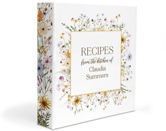 Wildflower Wild Flower Floral Recipe Card Family 3 Ring Binder 2" Personalized Custom Gift Birthday Mom Friend Bridal Shower Wedding Holiday