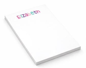 Bloc de notas personalizado con nombre arcoíris, libreta con renglones en blanco, papelería, regalo personalizado para niña, regalos para ella, mamá, amiga, nombre, baby shower, rosa, morado, azul