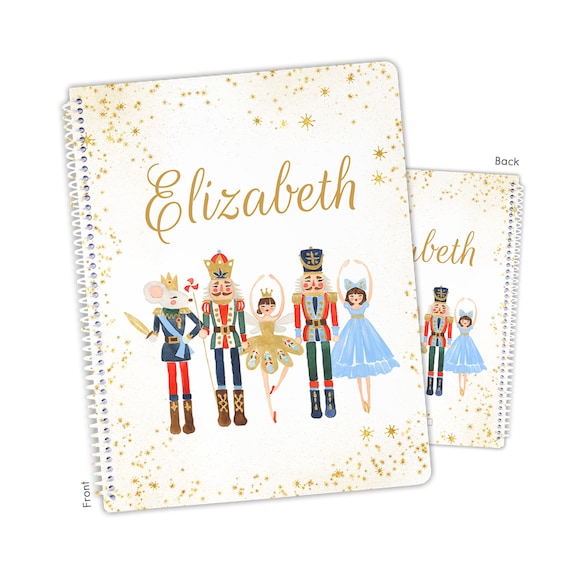 Nutcracker Ballet Ballerina Personalized Notebook Sketchbook • Custom Birthday Gift Back to School Supplies Holiday Christmas Girl Boy Kids
