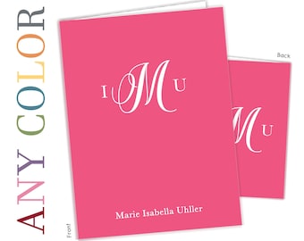 Initial Monogram ANY COLOR Personalized Folder 2 Pocket Back to School Supplies Custom Office • Birthday Gift Holiday Girl Boy Wedding Bride