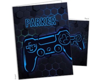Video Game Gamer Personalized Folder 2 Pocket • Back to School Supplies Custom Office Birthday Gift Holiday Girl Boy Kids Teacher Christmas