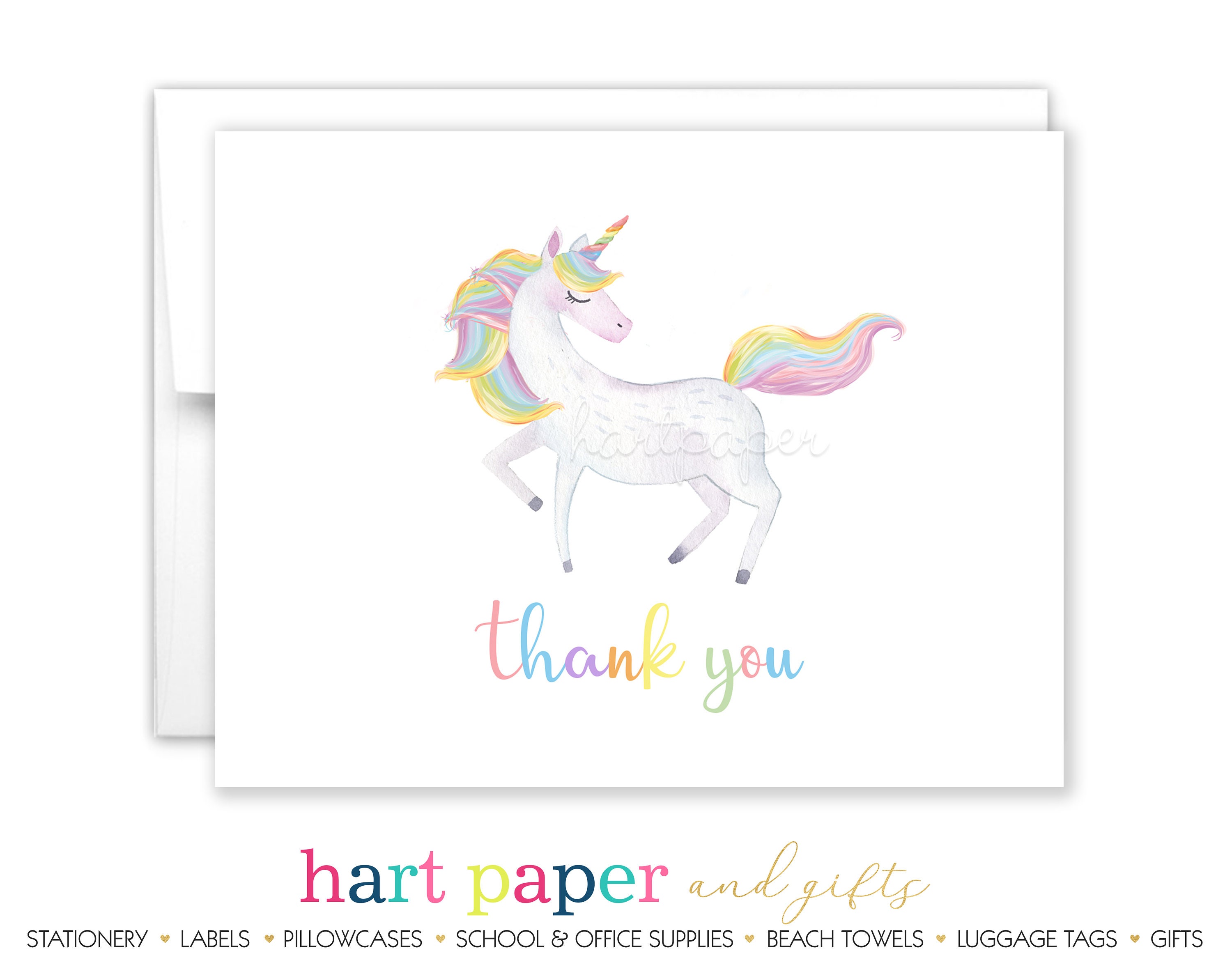 Girl Birthday Party Baby Shower Unicorn thank you cards Set of 20 