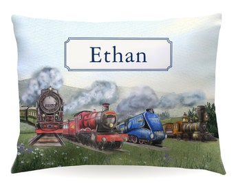 Personalized Train Pillowcase Locomotive • Custom Pillow Case Cover 20x30 Toddler 13x18 Birthday Gift Kids Kids Girl Boy Holiday Christmas