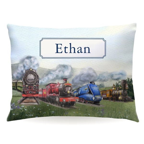 Personalized Train Pillowcase Locomotive • Custom Pillow Case Cover 20x30 Toddler 13x18 Birthday Gift Kids Kids Girl Boy Holiday Christmas