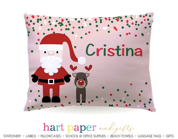 Personalized Santa Reindeer Pillowcase Custom Pillow Case Etsy