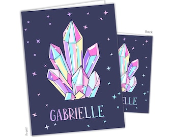 Crystal Rainbow Geometric Personalized Folder 2 Pocket • Back to School Supplies Custom Office • Birthday Gift Holiday Girl Boy Kids Teacher