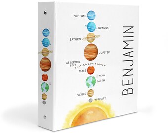 Solar System Planets Outer Space Galaxy Space Stars 3 Ring Binder 2" Personalized Custom Gift Back to School Supplies Birthday Girl Boy Kids